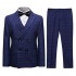 Boys Plaid Suit Double Breasted 3 Pieces Formal Dresswear Blazer Pants Vest for Wedding