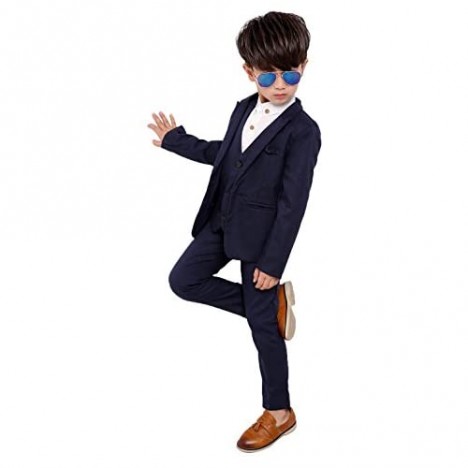 Fengchengjize Boys Slim Fit Suits Set 3-PCS Prom Tux Suit Jacket Vest Pants 3T-10