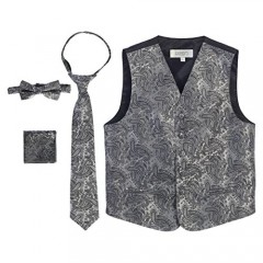 Gioberti Boy's 4 Piece Formal Paisley Tuxedo Vest Bowtie Tie Pocket Square Set