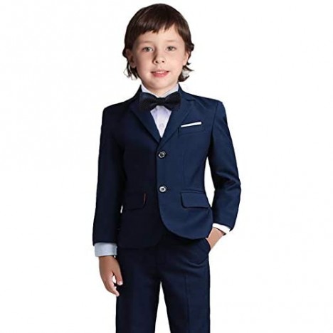 Lycody Boys Suits Formal 5 Piece Notched Lapel Suit Set with Tie and Vest