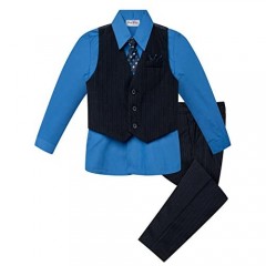 OLIVIA KOO Baby and Big Boy's 4 Piece Pinstripe Vest Suit Set (Size S to 20)