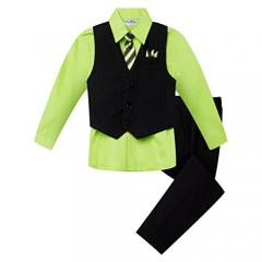 Rafael Boy's Colored Shirt Pinstripe 4 Piece Pinstriped Vest Set Size Infant-Boy SIZE 12