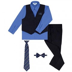 S.H. Churchill & Co. Boy's 6 Piece Vest and Pant Set Includes Shirt Long Tie Bow Tie and Hanky - Many Colors