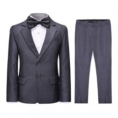SWOTGdoby Boys Formal Suit 2 Pieces Blazer Trousers Solid Color for Boy Wedding