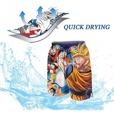 Boys Swim Trunks Dragon-Ball-Z Quick Dry Swim Suits Bathing Suit with Mesh Lining for 7-20 Years