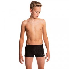 Flow Square Leg Swimsuit - Boxer Brief Shaped Swim Trunks Size 21 to 30 for Boys in Black and Blue