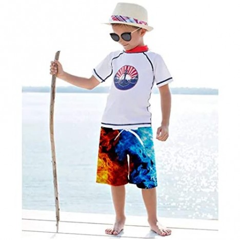 RAISEVERN Boys Swim Trunks Funny Cool Board Shorts Little Boys Kids Swimsuits