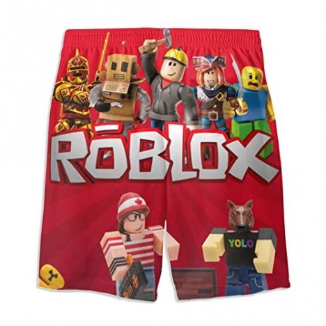 Rob-Lox Game Boys 3D Printed Swim Trunks Summer Beach Pants Quick Dry Waterproof Beach Board Shorts for Kids Teens