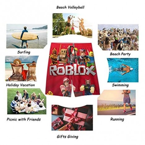 Rob-Lox Game Boys 3D Printed Swim Trunks Summer Beach Pants Quick Dry Waterproof Beach Board Shorts for Kids Teens