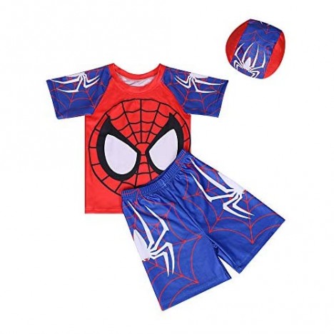 Toddler Boys Two Piece Swimsuit Kids Swim Set Short Sleeve Bathing Suit Trunks and Shirt