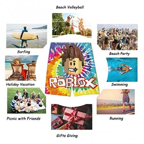 Hunwboi Roblo-X Quick Dry Beach Board Shorts Fashion Cartoon Youth Boys' Summer Swim Trunks with Two Sides Pocket