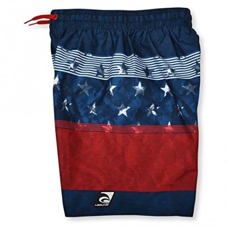 LAGUNA Boy's American Flag USA Boardshorts Swimwear Trunks UPF 50+