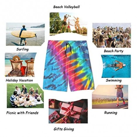 NFtrend Tie Dye Teens Boys Girls Beach Board Shorts Quick-Dry Swim Trunks