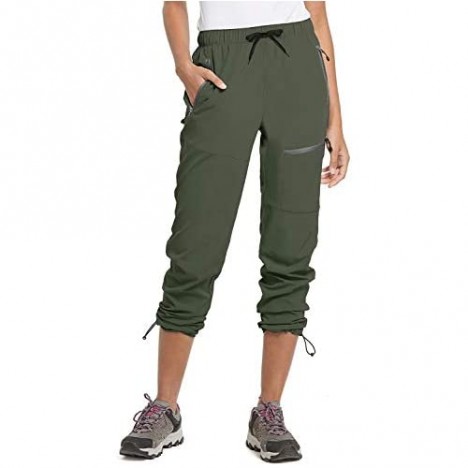 BALEAF Women's Hiking Cargo Pants Outdoor Lightweight Capris Water Resistant UPF 50 Zipper Pockets