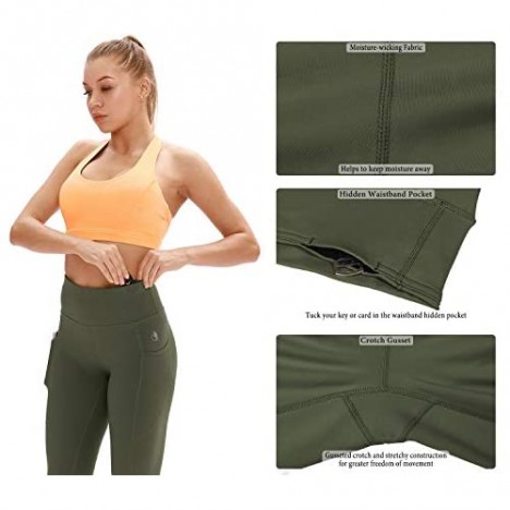 icyzone Yoga Pants for Women - High Waisted Workout Leggings with Pockets Athletic Capris Exercise Tights
