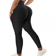 SEASUM Women High Waisted Yoga Pants Workout Butt Lifting Scrunch Booty Leggings Tummy Control Anti Cellulite Textured Tights