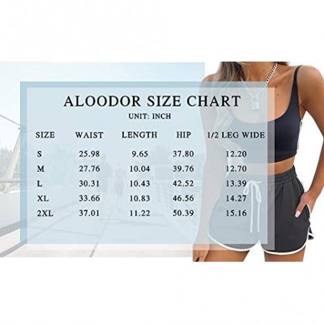 Aloodor Womens Workout Shorts with Pockets Tie Dye Athletic Shorts Plain Lounge Shorts
