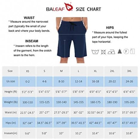 BALEAF 10 Lightweight Golf Bermuda Yoga Shorts for Women Cotton Pajama Lounge Shorts Workout Athletic Long Pocket Shorts