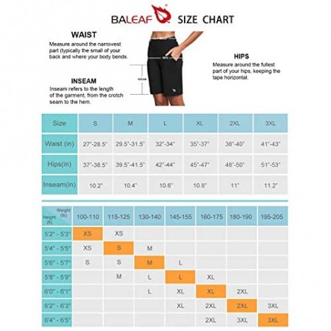 BALEAF Women's 10'' Athletic High-Waisted Bermuda Long Shorts Running Yoga Lounge Stretch Workout Pockets