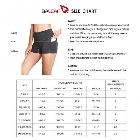 BALEAF Women's Shorts 2/ 3/ 4 High Waisted Workout Yoga Running Volleyball Booty Shorts w Pockets
