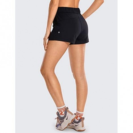 CRZ YOGA Women's Stretch Lounge Travel Shorts Elastic Waist Comfy Workout Shorts with Pockets -2.5 Inches