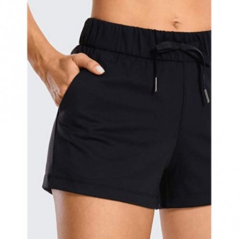 CRZ YOGA Women's Stretch Lounge Travel Shorts Elastic Waist Comfy Workout Shorts with Pockets -2.5 Inches
