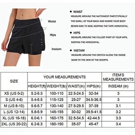 Ksmien Women's 2 in 1 Running Shorts - Lightweight Athletic Workout Gym Yoga Shorts Liner with Phone Pockets
