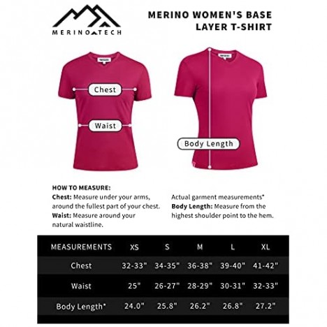 Merino.tech Merino Wool T Shirt Women - 100% Merino Wool Base Layer Women Short Sleeve Tee