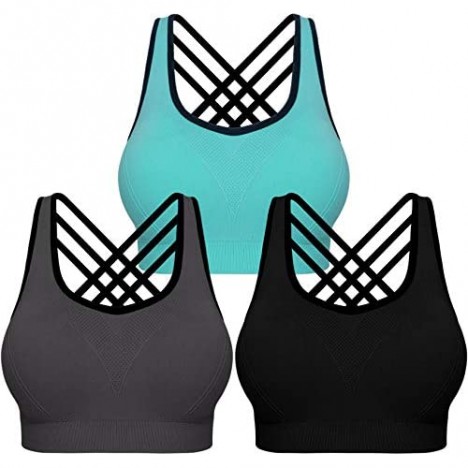 Onory 3 Pack Sports Bras for Women Wirefree Padded Workout Yoga Gym Fitness Bra