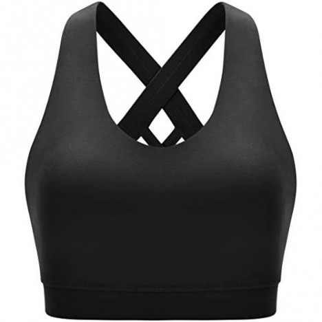 RUNNING GIRL Sports Bra for Women Criss-Cross Back Padded Strappy Sports Bras Medium Support Yoga Bra with Removable Cups