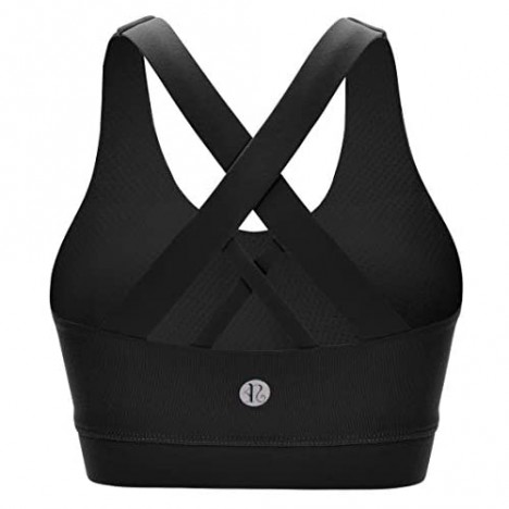 RUNNING GIRL Sports Bra for Women Criss-Cross Back Padded Strappy Sports Bras Medium Support Yoga Bra with Removable Cups
