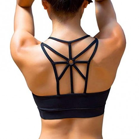 YIANNA Sports Bras for Women Cross Back Padded Sports Bra Medium Support Workout Running Yoga Bra