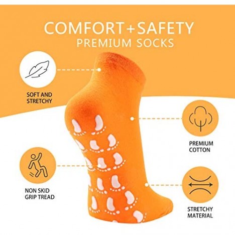 12 Pairs Non Slip Skid Socks for Women Slipper Socks with Grippers for Hospital Yoga Pilates
