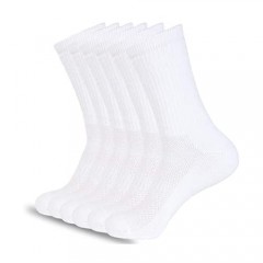 1SOCK2SOCK 6 Pack Performance Cotton Cushion Crew Athletic Sport Socks Moisture Wicking Arch Support Band