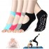 4 Pairs Yoga Socks for Women Non Slip Toeless Non Skid Sticky Socks with Grip for Pilates Barre Ballet Barefoot Socks Size 5-10