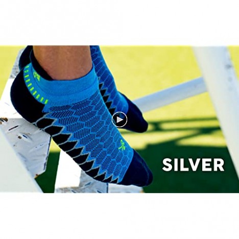 Balega Silver Antimicrobial No-Show Compression-Fit Running Socks for Men and Women (1-Pair) Midgrey/Green Pepper Large