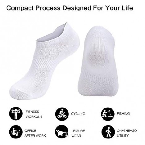 Corlap Women's Ankle Athletic Running Socks White Black No show Soft Low Cut Thin Sports Tab Socks US Size 6-9(6 Pairs)