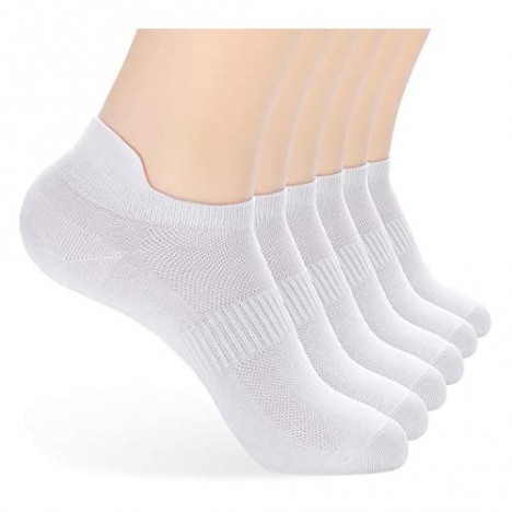 Corlap Women's Ankle Athletic Running Socks White Black No show Soft Low Cut Thin Sports Tab Socks US Size 6-9(6 Pairs)