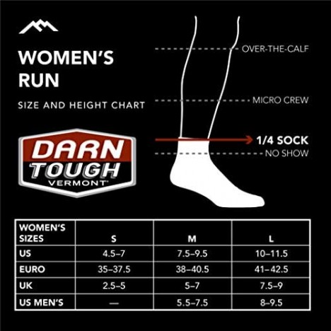 Darn Tough (Style 1048) Women's 1/4 Sock Ultra-Lightweight with Cushion Run Sock