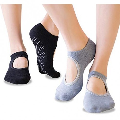 Koccido 6 Pairs Non Slip Yoga Socks for Women Anti-Skid Socks for Pilates Barre Dance Yoga Socks with Grips Ballet socks One Size