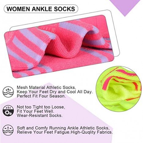 LITERRA Womens Ankle Socks 6 Pack Athletic Low Cut Socks Running Cushioned Sole Socks For Woman