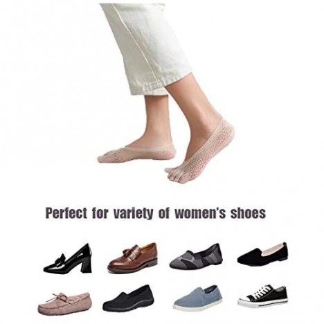 Toe Socks 5 Pairs No Show Low Cut Five Finger Socks Athletic for Women Toe Separated Socks with Gel Tab