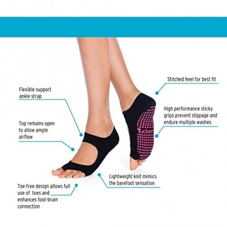 Tucketts Toeless Non Slip Grip Socks Women Yoga Barre Pilates Colombia Made