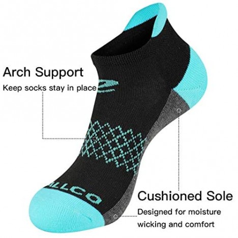 Women's Ankle Socks 6-Pack Athletic Cushioned Running Socks with Heel Tab