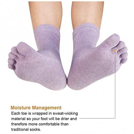 Women's Toe socks Cotton Crew Five Finger Socks For Running Athletic 4 Pack By Meaiguo