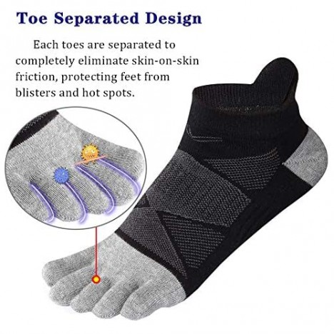 Womens Toe Socks Cotton Five Finger Socks No Show Toe Socks for Running 3 Pack