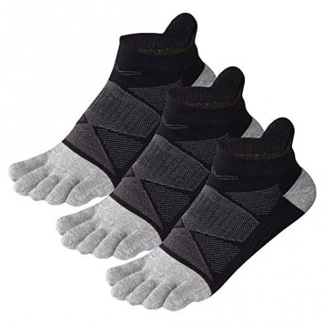 Womens Toe Socks Cotton Five Finger Socks No Show Toe Socks for Running 3 Pack