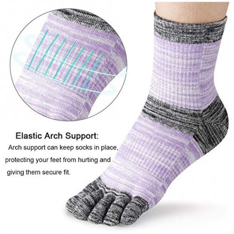 Women's Toe socks For Running Five Finger Socks With Cotton Athletic 4 Pack